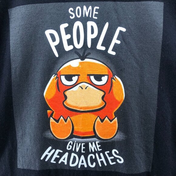 Pokemon Psyduck Retro Graphic Tee Womens XL Black Crew Neck T-Shirt Y2K - Picture 5 of 8